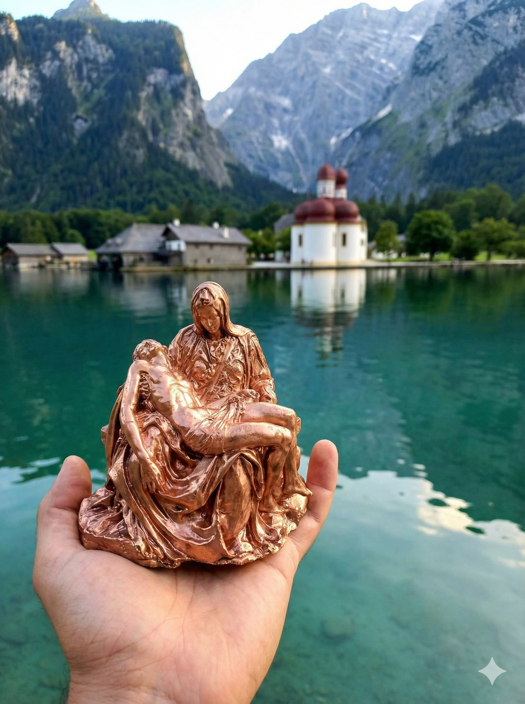 Pieta Statue Maria mit Jesus Gipsfigur 15x15cm Handgefertigt himmlische Deko in verschiedenen Farben Sakrale Kunst Skulptur Modernes Design