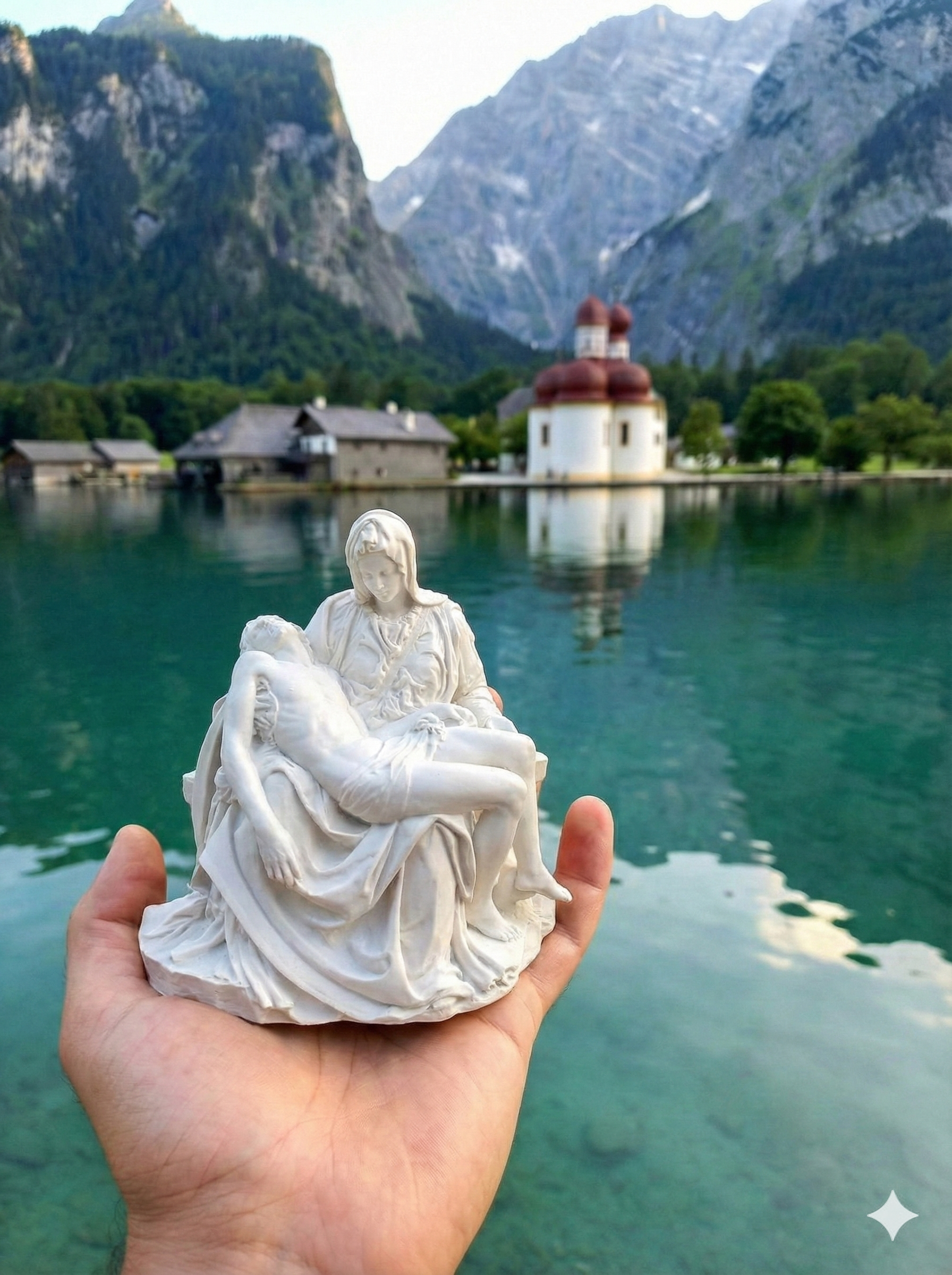 Pieta Statue Maria mit Jesus Gipsfigur 15x15cm Handgefertigt himmlische Deko in verschiedenen Farben Sakrale Kunst Skulptur Modernes Design