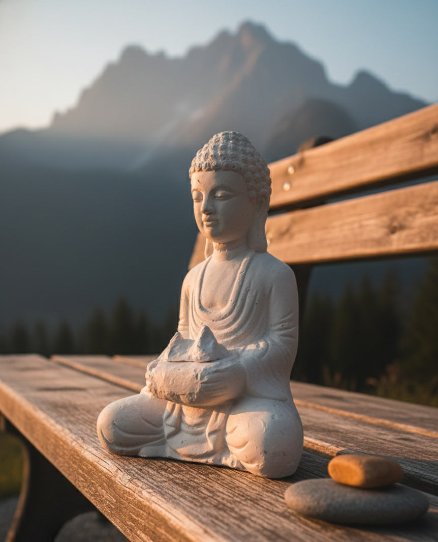 Buddha u. kleiner Watzmann aus Gips zum Bemalen – Handgefertigtes DIY Set – Deko Rohling – Kreatives Geschenk – Meditation & Berge – Unikat