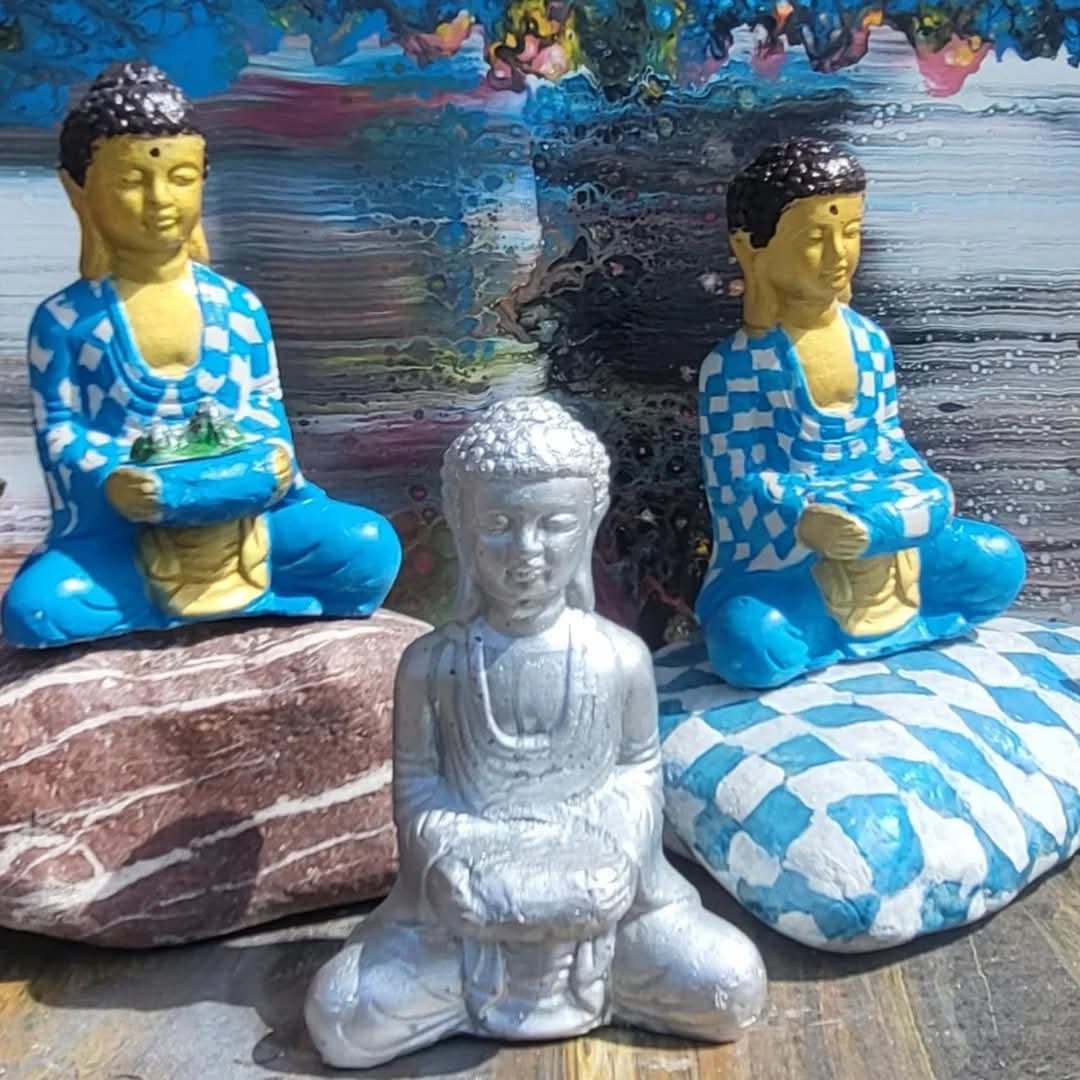 Buddha u. kleiner Watzmann aus Gips zum Bemalen – Handgefertigtes DIY Set – Deko Rohling – Kreatives Geschenk – Meditation & Berge – Unikat