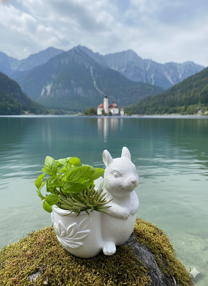 Eichhörnchen Figur 11x11 cm – Deko Waldtiere Pflanztopf Silber Kupfer Natur zum Bemalen – Handgefertigt Tierporträt Skulptur Geschenk Idee