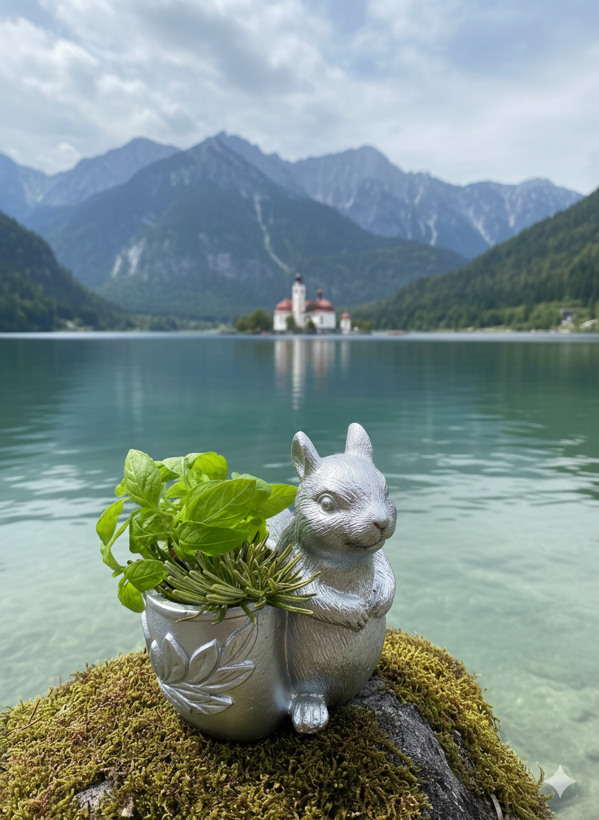 Eichhörnchen Figur 11x11 cm – Deko Waldtiere Pflanztopf Silber Kupfer Natur zum Bemalen – Handgefertigt Tierporträt Skulptur Geschenk Idee
