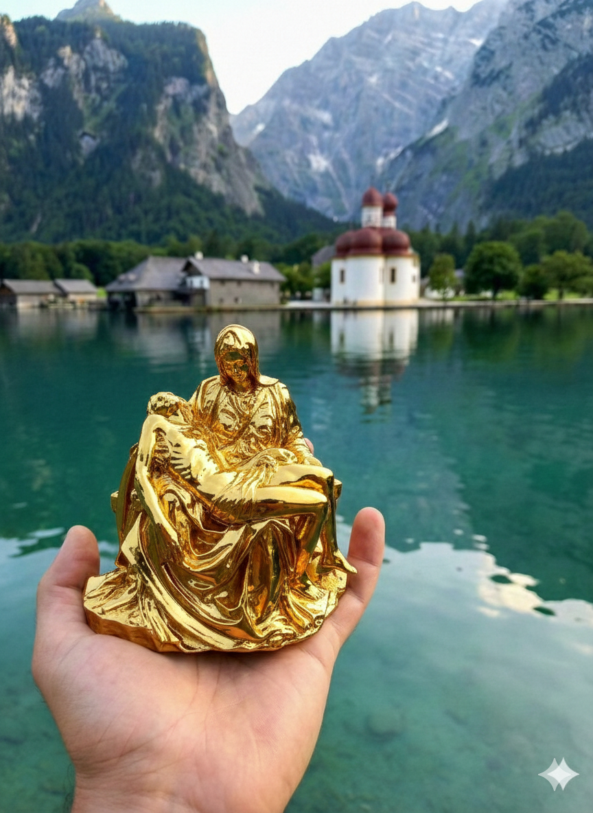 Pieta Statue Maria mit Jesus Gipsfigur 15x15cm Handgefertigt himmlische Deko in verschiedenen Farben Sakrale Kunst Skulptur Modernes Design