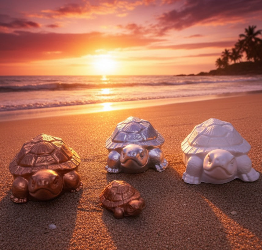 Deine kleine Schildkrötenfamilie 14 cm und 7cm im Duo. Pärchen aus Gips in Wunschfarben, oder zum selbst bemalen. Urlaubsflair zu Hause.