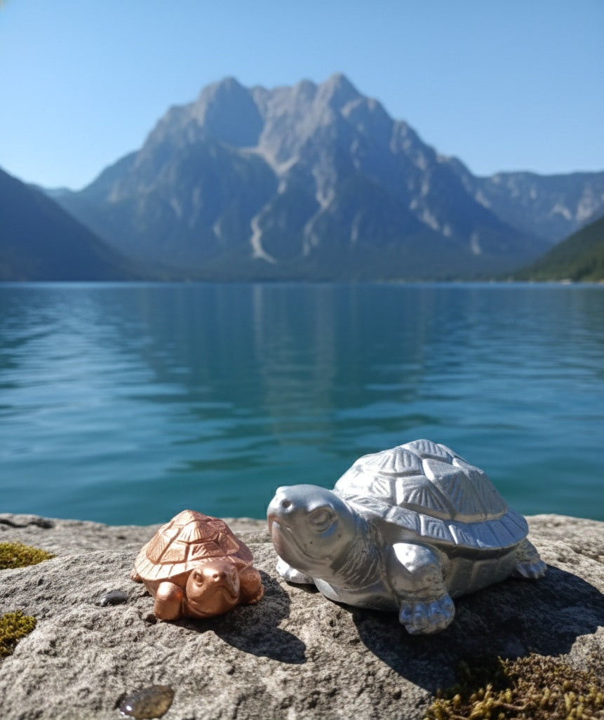 Deine kleine Schildkrötenfamilie 14 cm und 7cm im Duo. Pärchen aus Gips in Wunschfarben, oder zum selbst bemalen. Urlaubsflair zu Hause.