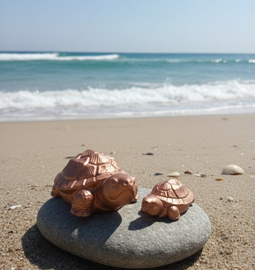 Deine kleine Schildkrötenfamilie 14 cm und 7cm im Duo. Pärchen aus Gips in Wunschfarben, oder zum selbst bemalen. Urlaubsflair zu Hause.