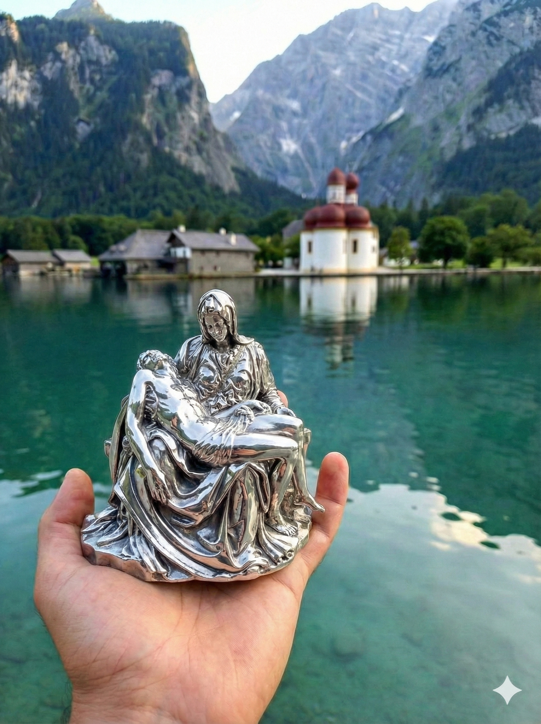 Pieta Statue Maria mit Jesus Gipsfigur 15x15cm Handgefertigt himmlische Deko in verschiedenen Farben Sakrale Kunst Skulptur Modernes Design