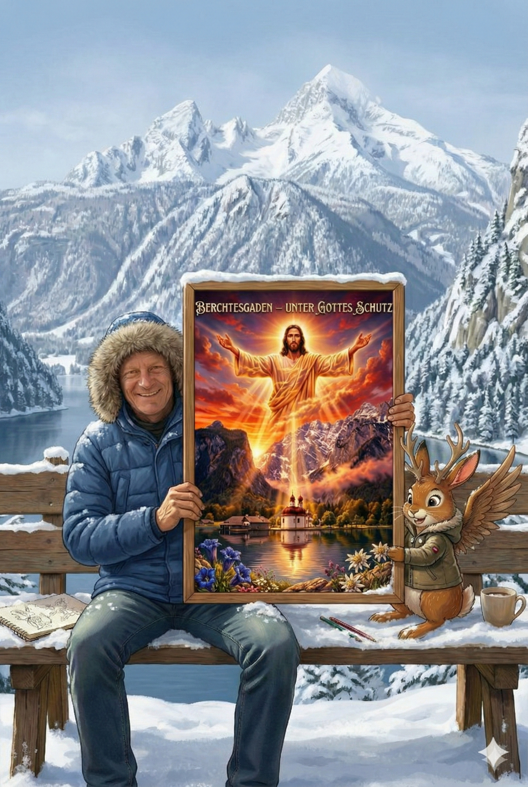 (Kopie) Berchtesgaden - Königssee -  Unter Gottes Schutz (Premium Kunstdruck)